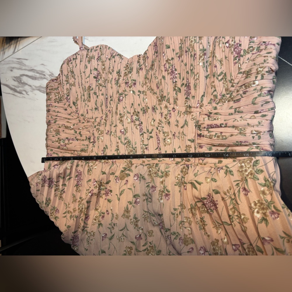 Lulu's Cascading Crush Pink Floral Print Tiered Bustier Midi Dress - Picture 12 of 15